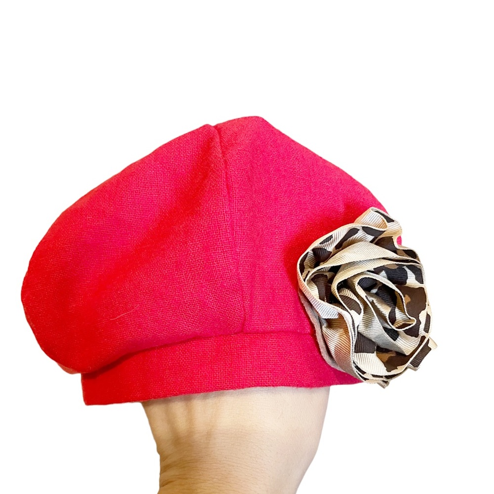 NWT Gymboree Wool Pink Hat with Leopard Print Flower Size 5-7